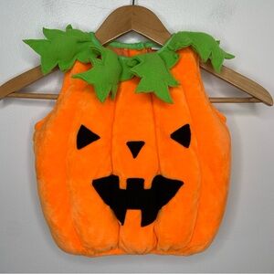 Hallow’s Eve Pumpkin Costume Soft Puffy Infant 6-9 Months Orange Green Halloween